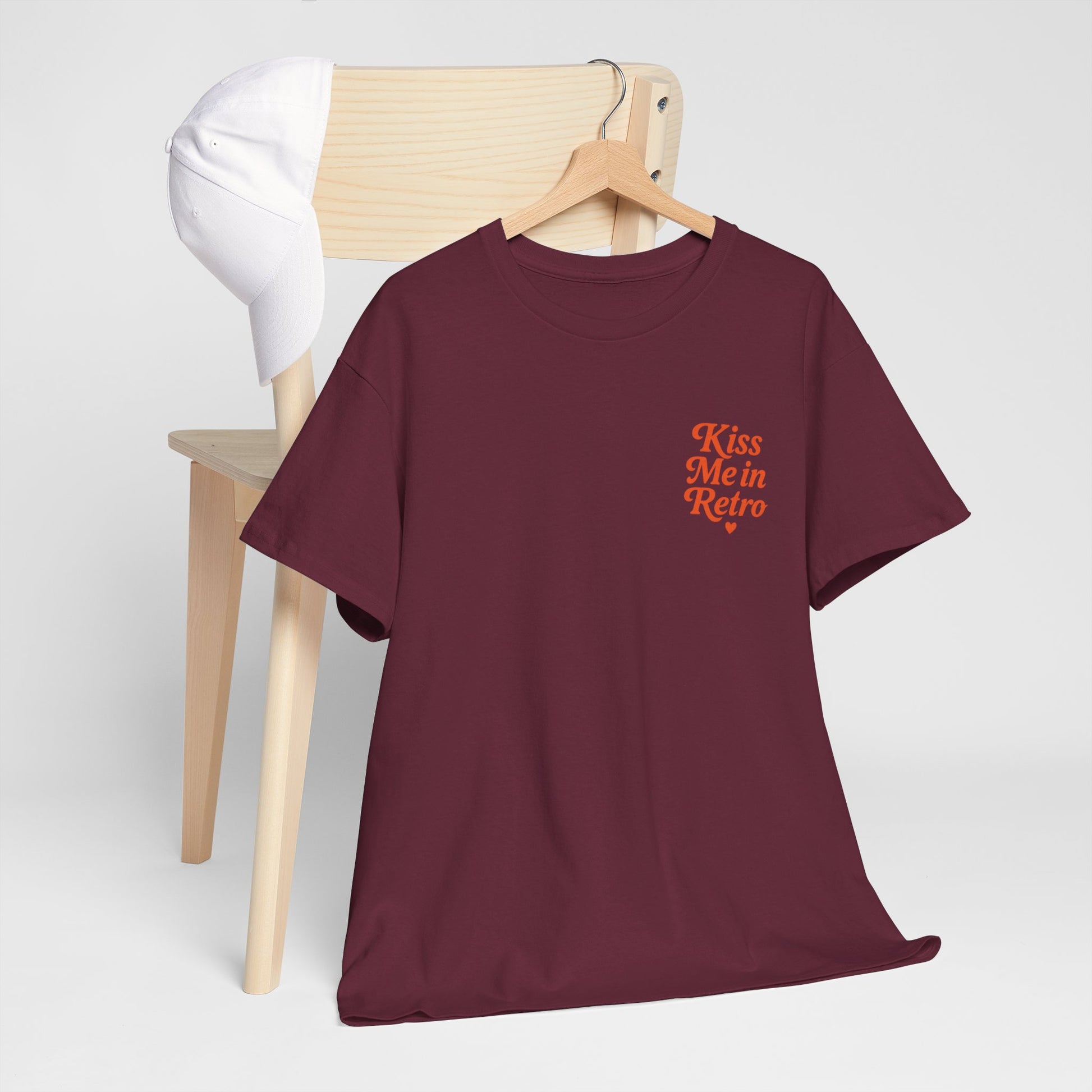 Retro Mini Slogan Unisex T-Shirt – Kiss Me in Retro Graphic Tee, Vintage Pin Up Inspired Top, 50s Rockabilly Style, Feminine Retro Statement Shirt - Madame Soulière