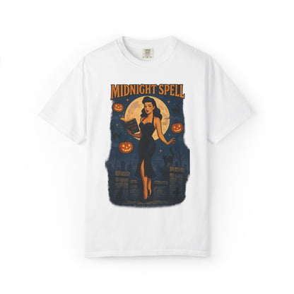 Midnight Spell Halloween Unisex T-Shirt – Retro Witch Graphic Tee, Vintage Spooky Horror Top, Scary Season Shirt - Madame Soulière