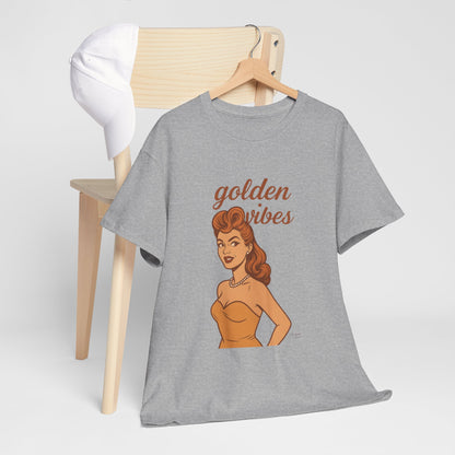 Golden Vibes – Retro Pin-Up Graphic Tee | Unisex Vintage Aesthetic T-Shirt - Madame Soulière