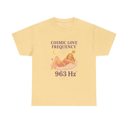 Cosmic Love Frequency 963 Hz Unisex T-Shirt – Retro Vintage Spiritual Graphic Tee, Angel Number Vibes, Feminine Pin Up Inspired Top - Madame Soulière