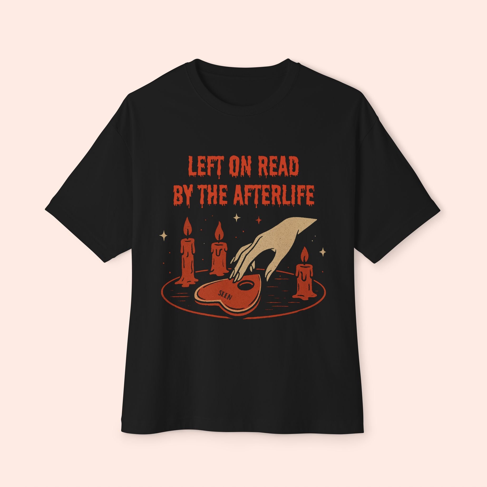 Left on Read by the Afterlife – Vintage Halloween Long Boxy T-Shirt