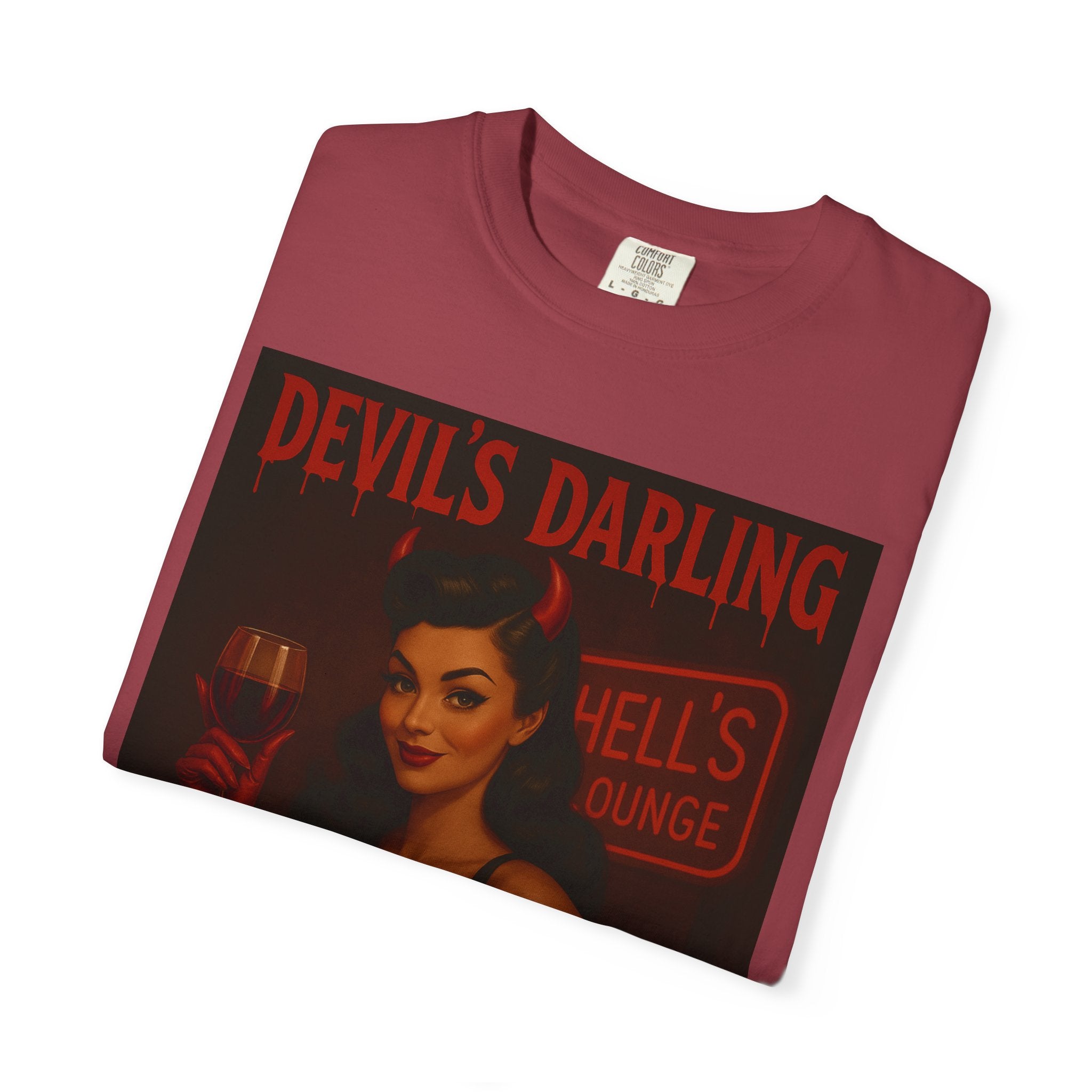 Devil’s Darling – Retro Pin-Up Devil Unisex T-Shirt
