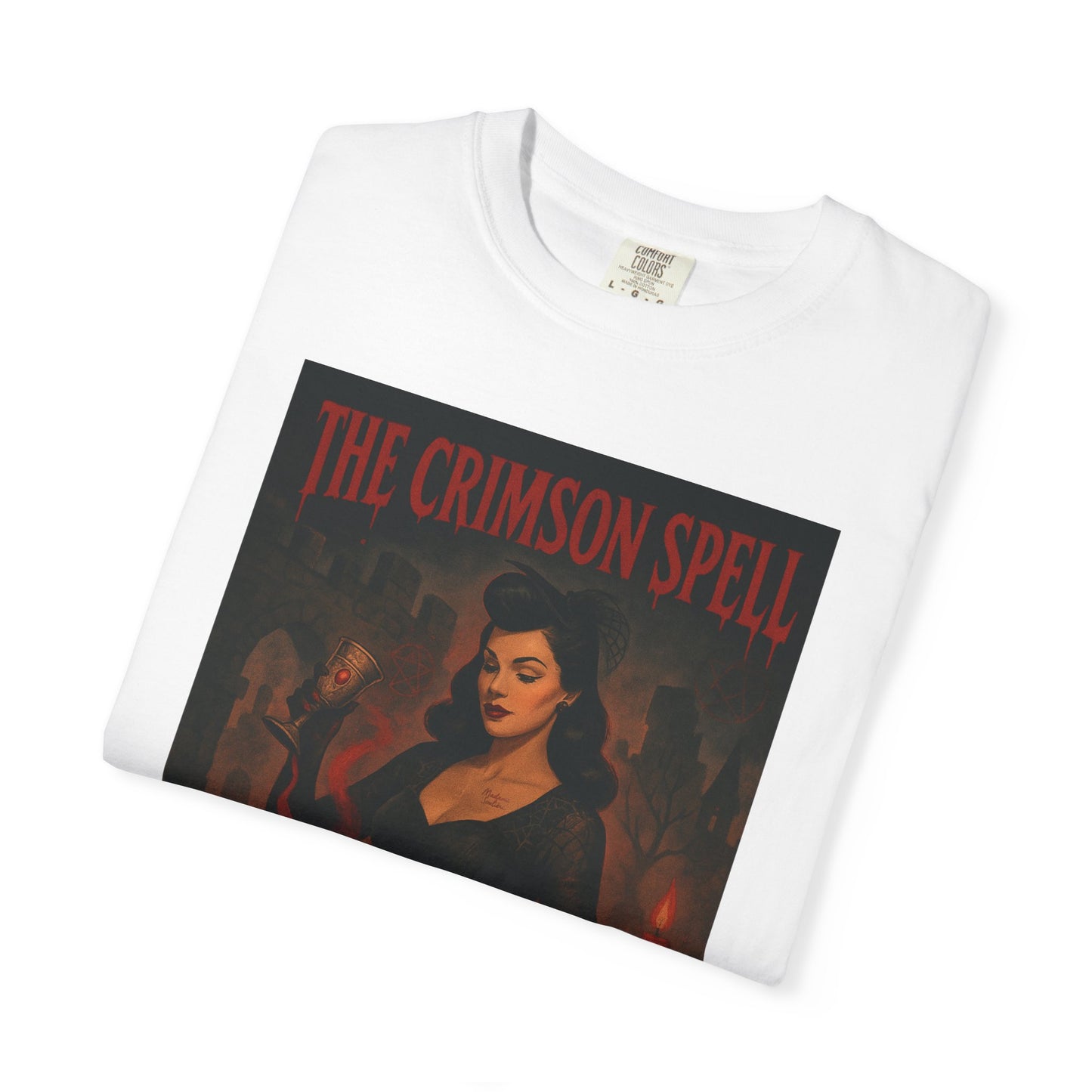 The Crimson Spell Halloween Unisex T-Shirt – Retro Witch Graphic Tee, Vintage Horror Spooky Top,  Scary Season Shirt - Madame Soulière