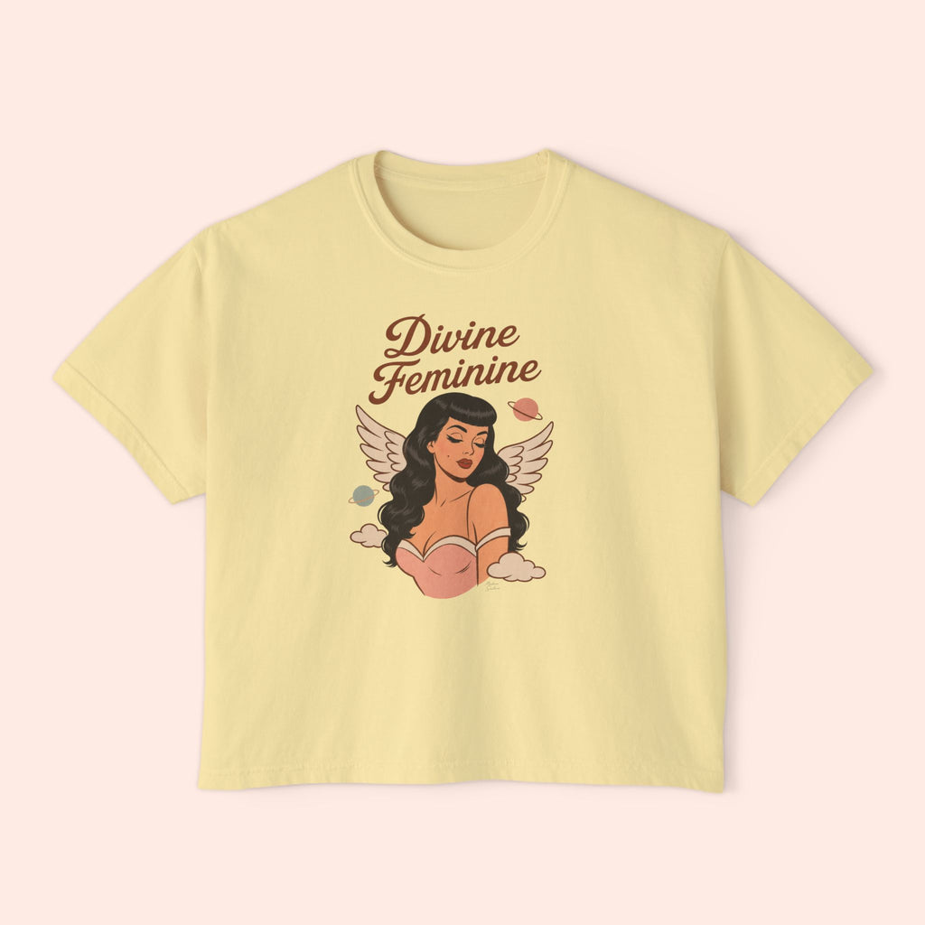 Divine Feminine - Retro Pin Up Celestial Graphic Boxy T-Shirt