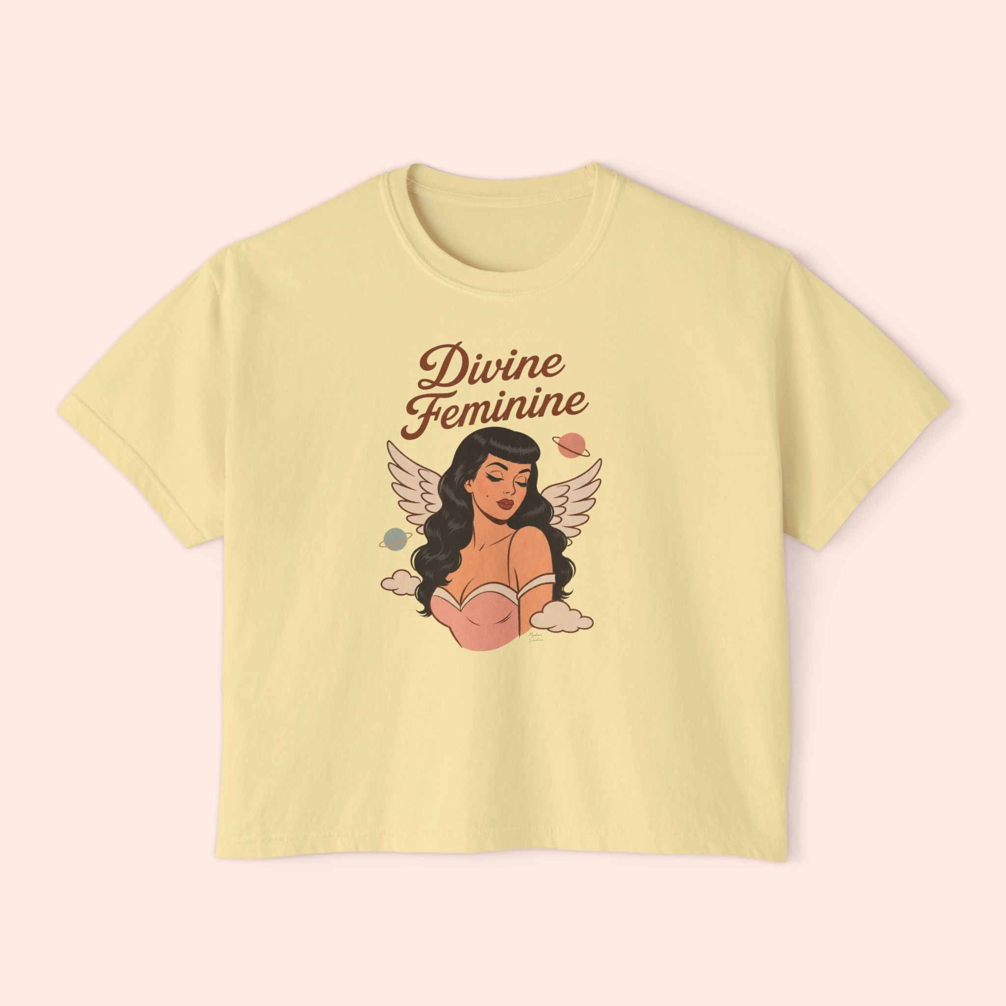 Divine Feminine - Retro Pin Up Celestial Graphic Boxy T-Shirt