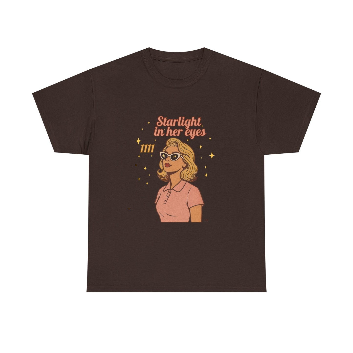 Starlight in Her Eyes – 1111 Angel Number Retro T-Shirt | Unisex Spiritual Vintage Tee - Madame Soulière