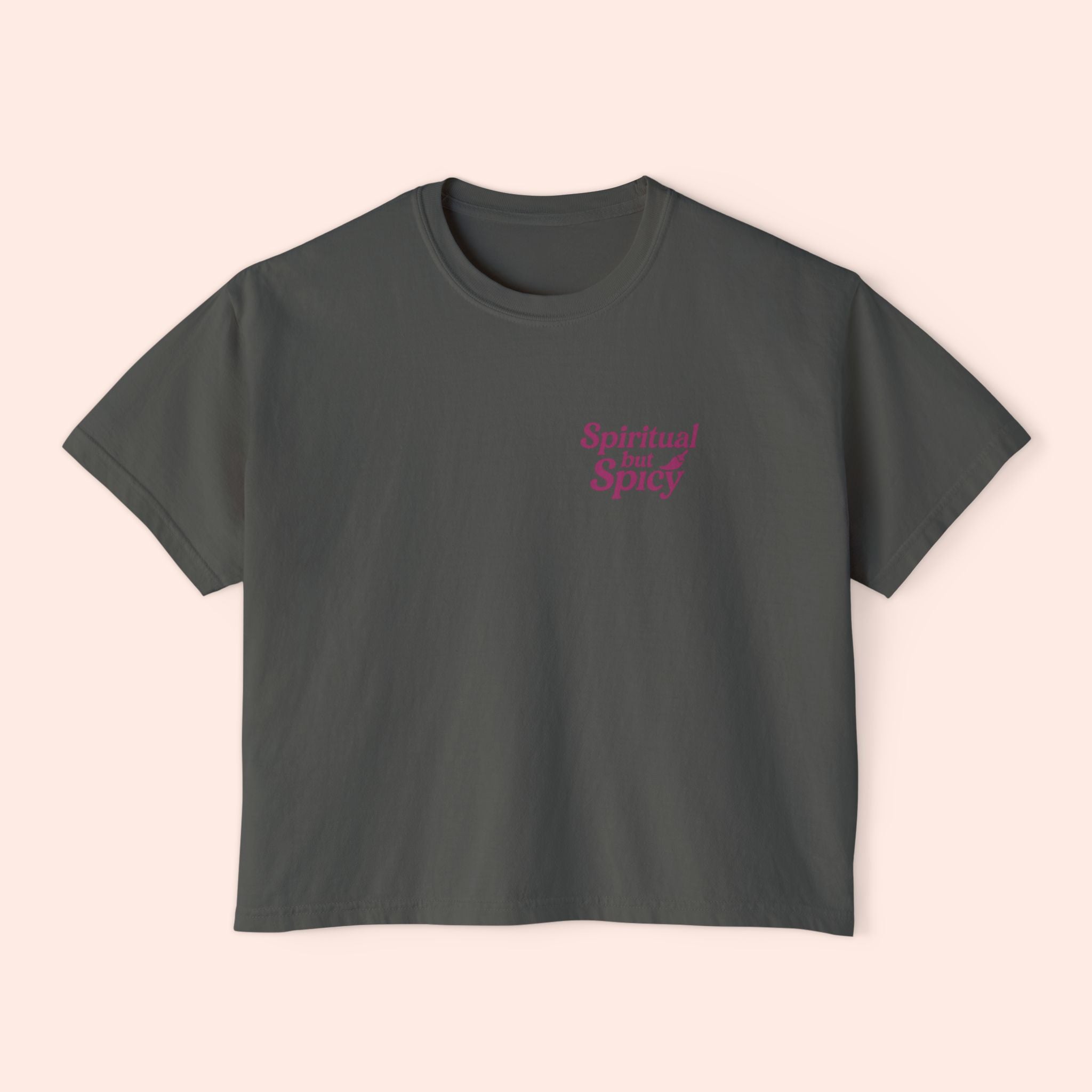 Spiritual but Spicy – Retro Mini Print Boxy T-Shirt