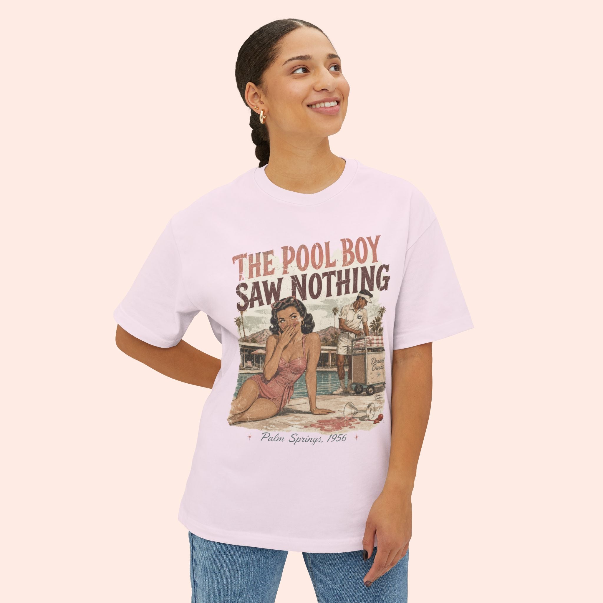 The Pool Boy Saw Nothing – Long Boxy Graphic Tee