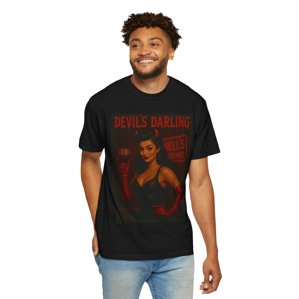 Devil’s Darling – Retro Pin-Up Devil Unisex T-Shirt