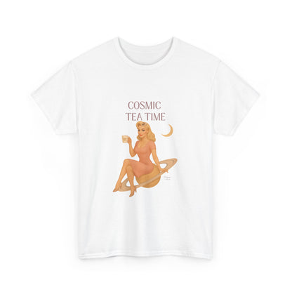 Cosmic Tea Time 111 Unisex T-Shirt – Retro Vintage Graphic Tee, Angel Number Shirt, Spiritual Pin Up Top, Unisex Cosmic Vibes Tee - Madame Soulière