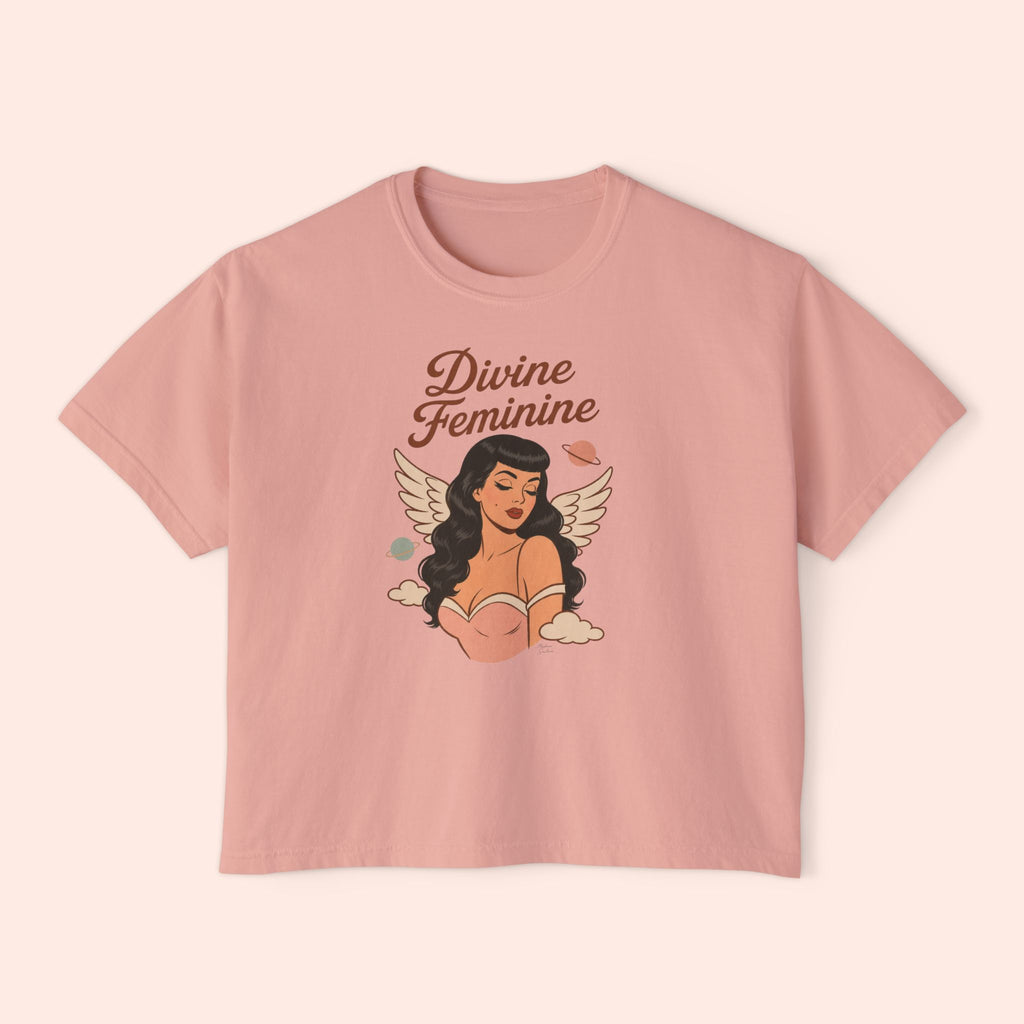 Divine Feminine - Retro Pin Up Celestial Graphic Boxy T-Shirt