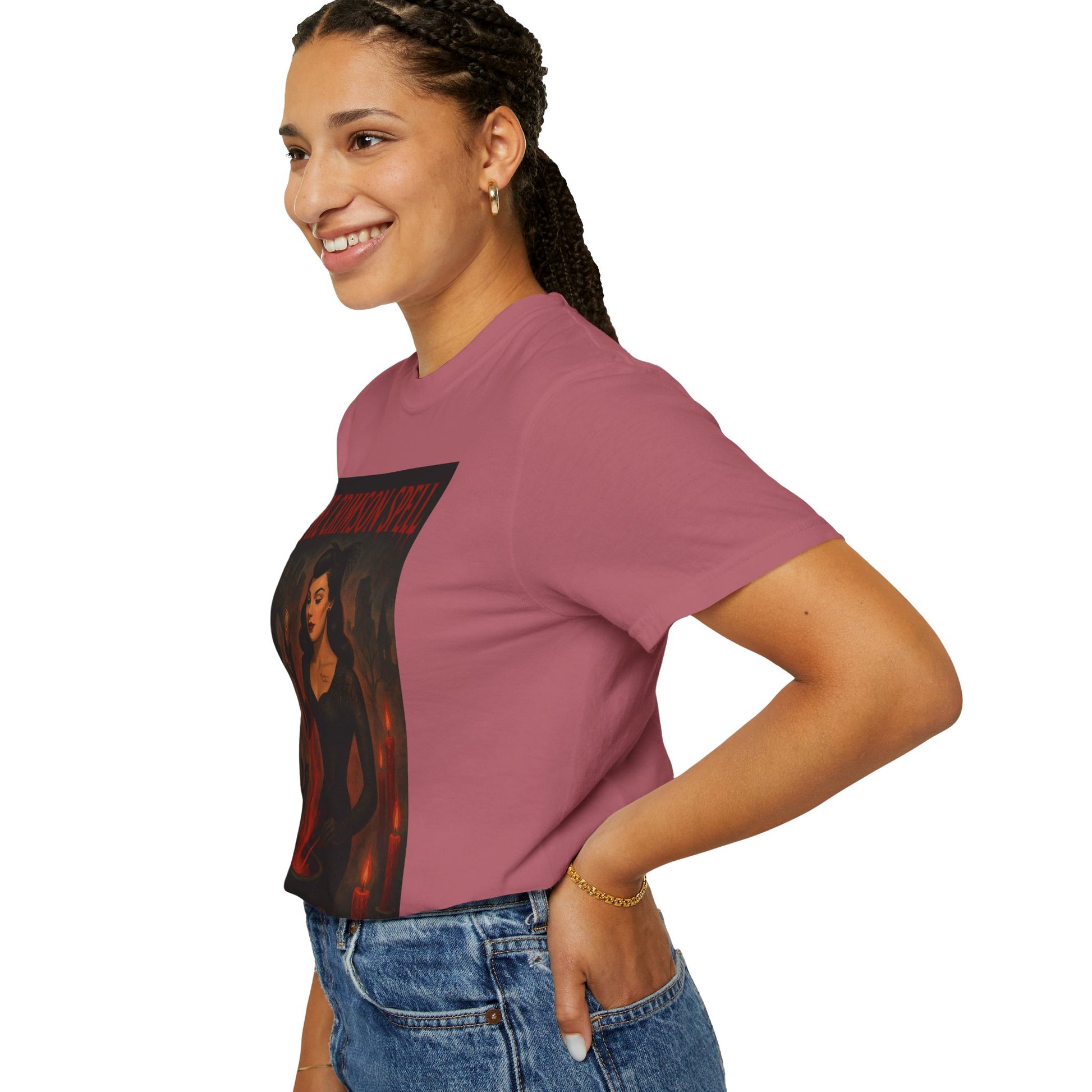 The Crimson Spell Halloween Unisex T-Shirt – Retro Witch Graphic Tee, Vintage Horror Spooky Top,  Scary Season Shirt - Madame Soulière