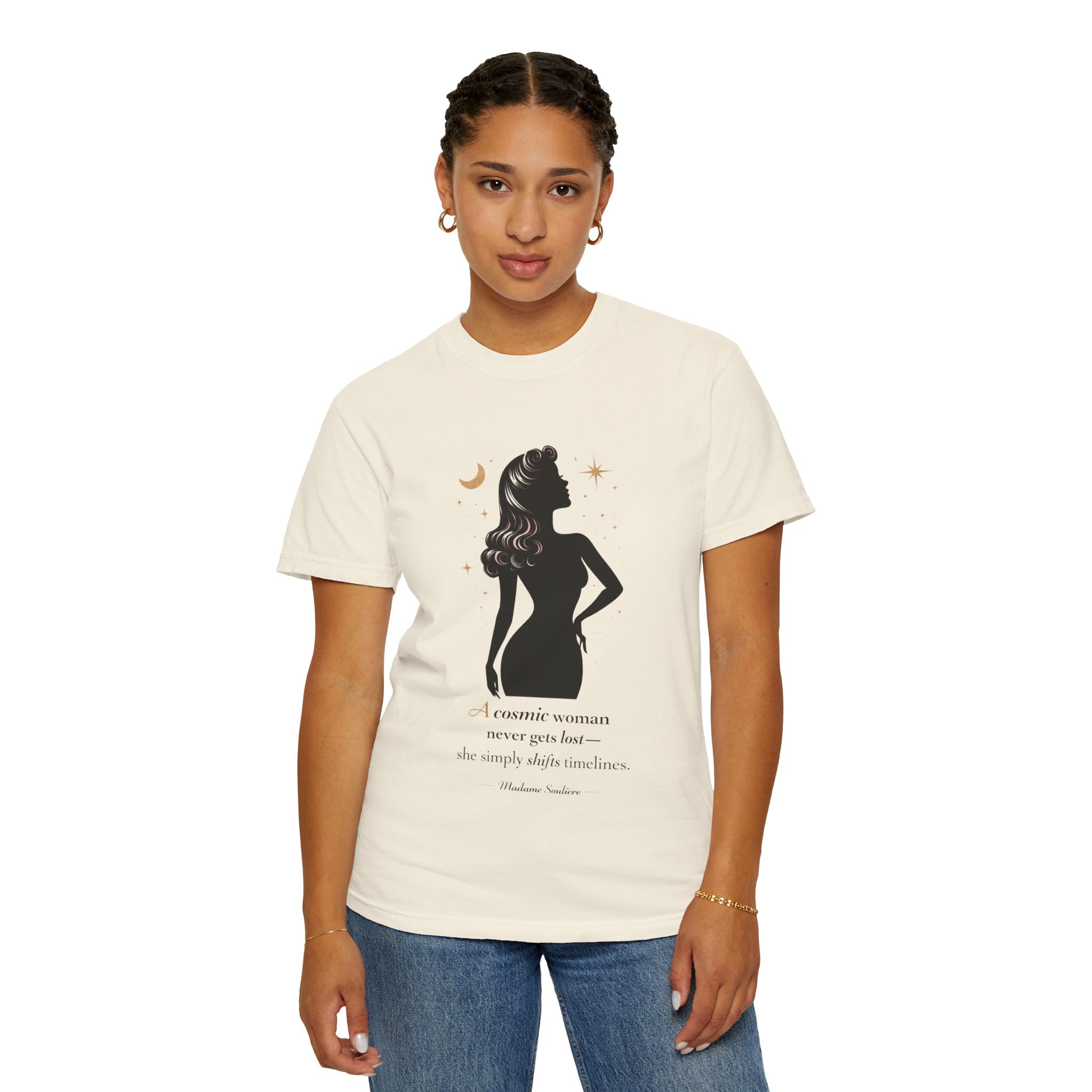 A Cosmic Woman Never Gets Lost – Vintage Feminine Cosmic T-Shirt