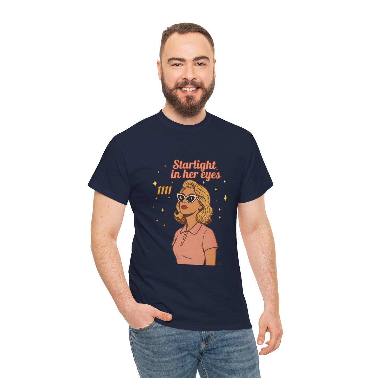 Starlight in Her Eyes – 1111 Angel Number Retro T-Shirt | Unisex Spiritual Vintage Tee - Madame Soulière