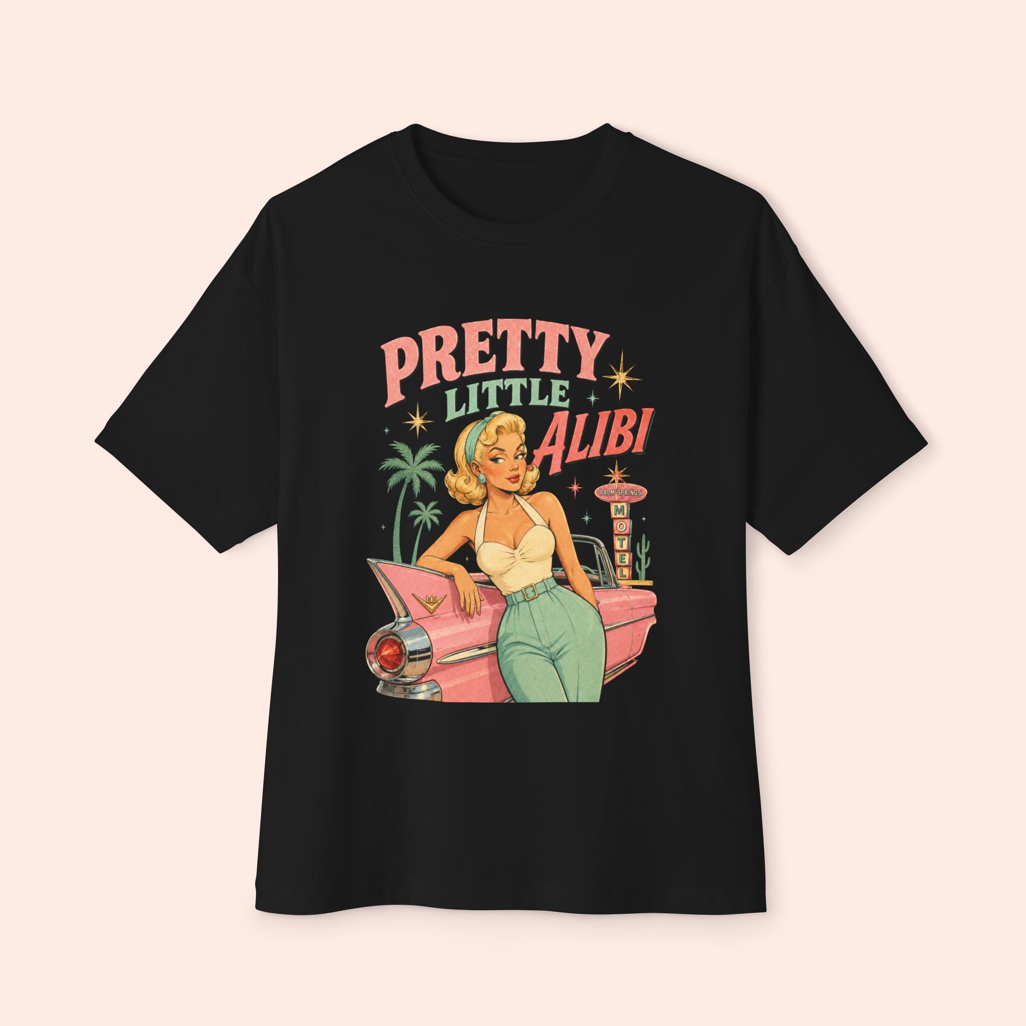 Pretty Little Alibi - Retro Pin Up Long Boxy T-Shirt