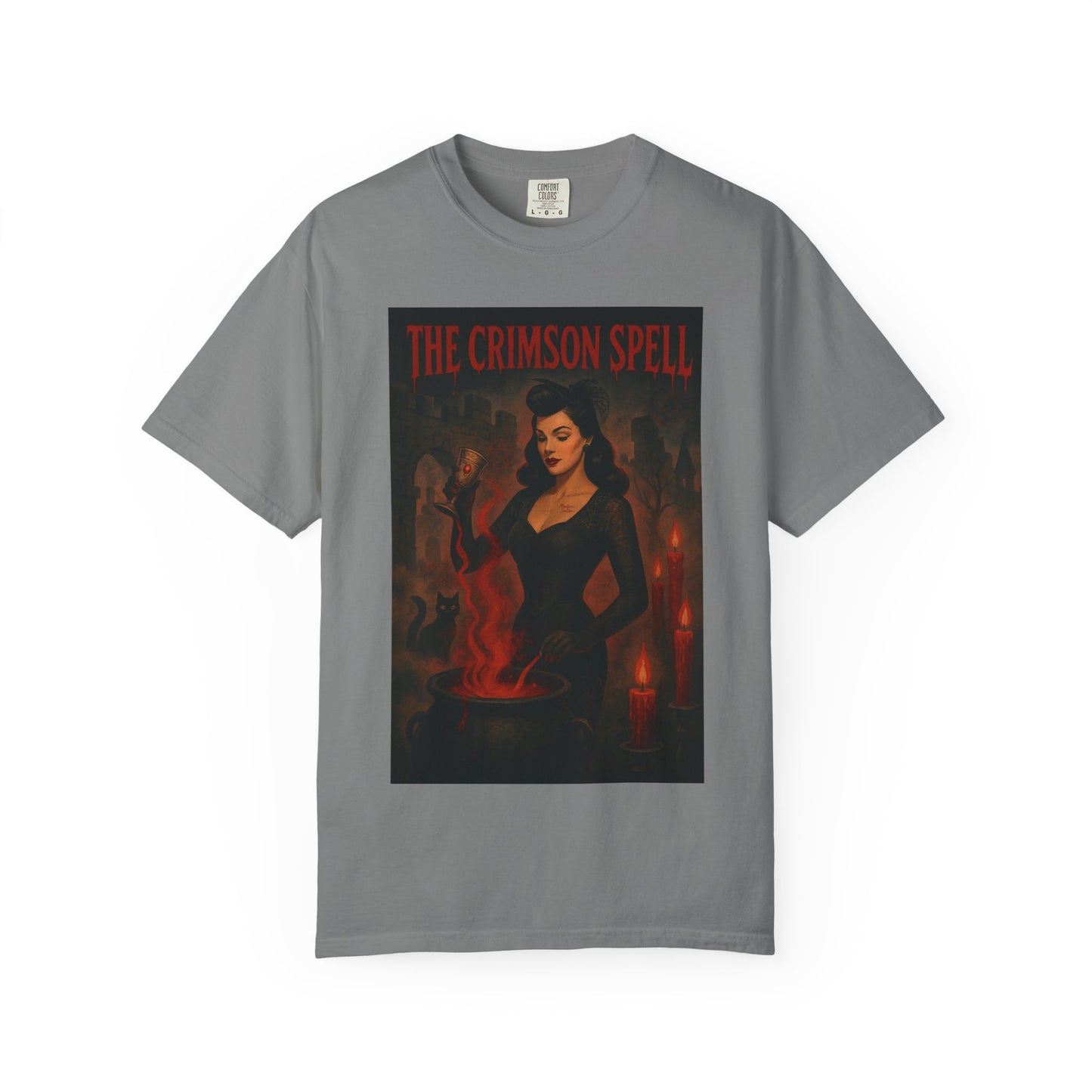 The Crimson Spell Halloween Unisex T-Shirt – Retro Witch Graphic Tee, Vintage Horror Spooky Top,  Scary Season Shirt - Madame Soulière