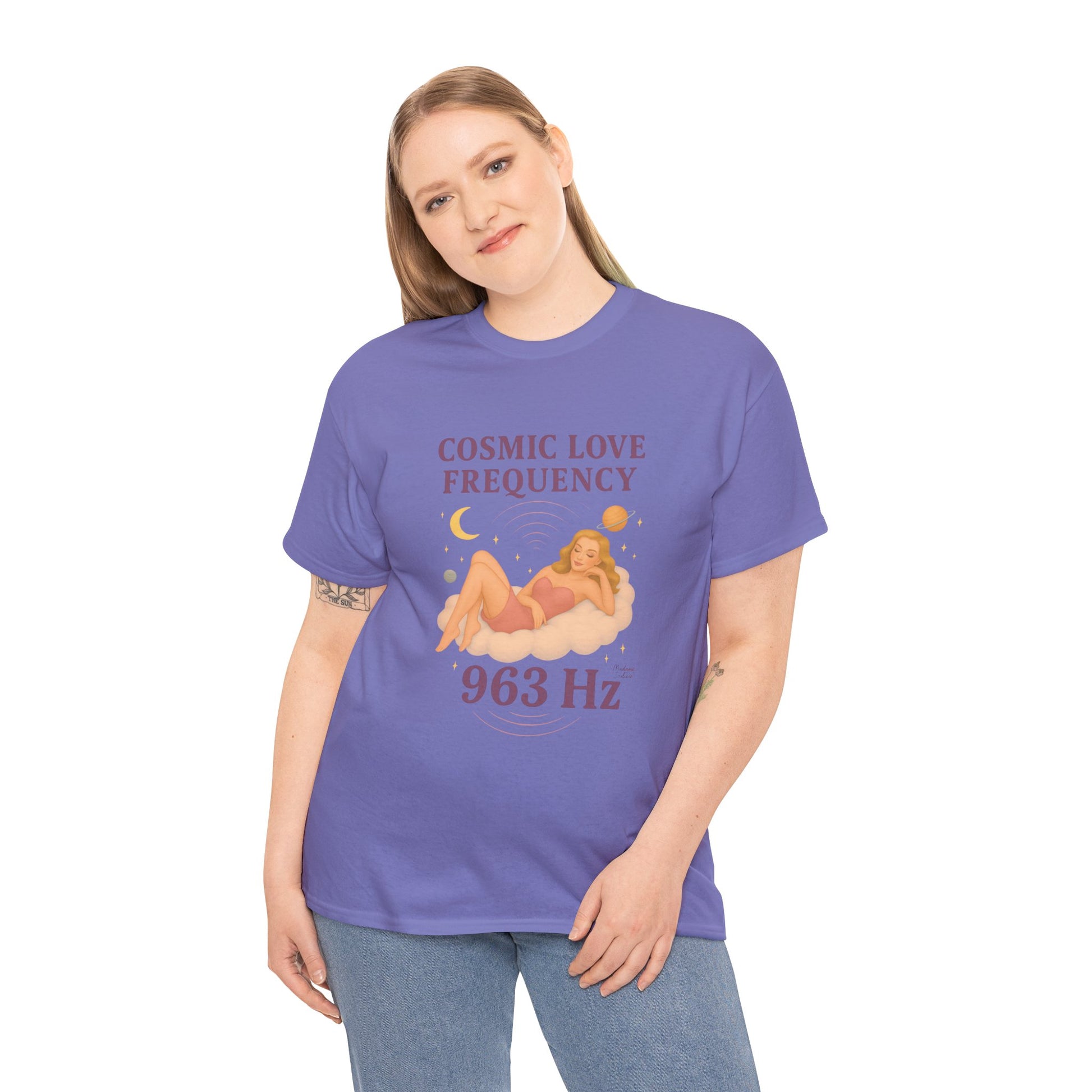 Cosmic Love Frequency 963 Hz Unisex T-Shirt – Retro Vintage Spiritual Graphic Tee, Angel Number Vibes, Feminine Pin Up Inspired Top - Madame Soulière