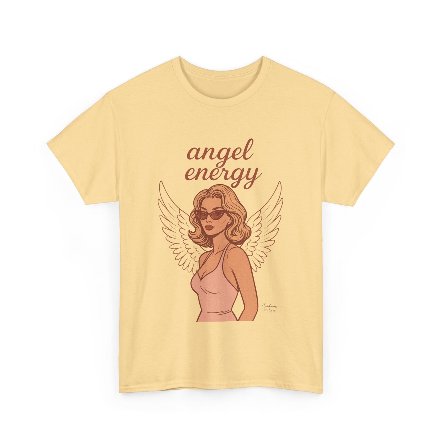 Angel Energy Unisex T-Shirt – Vintage Retro Graphic Tee, Spiritual Pin Up Shirt, Feminine Aesthetic Empowerment Top - Madame Soulière