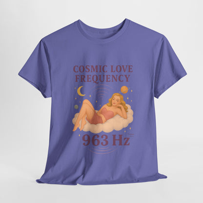 Cosmic Love Frequency 963 Hz Unisex T-Shirt – Retro Vintage Spiritual Graphic Tee, Angel Number Vibes, Feminine Pin Up Inspired Top - Madame Soulière