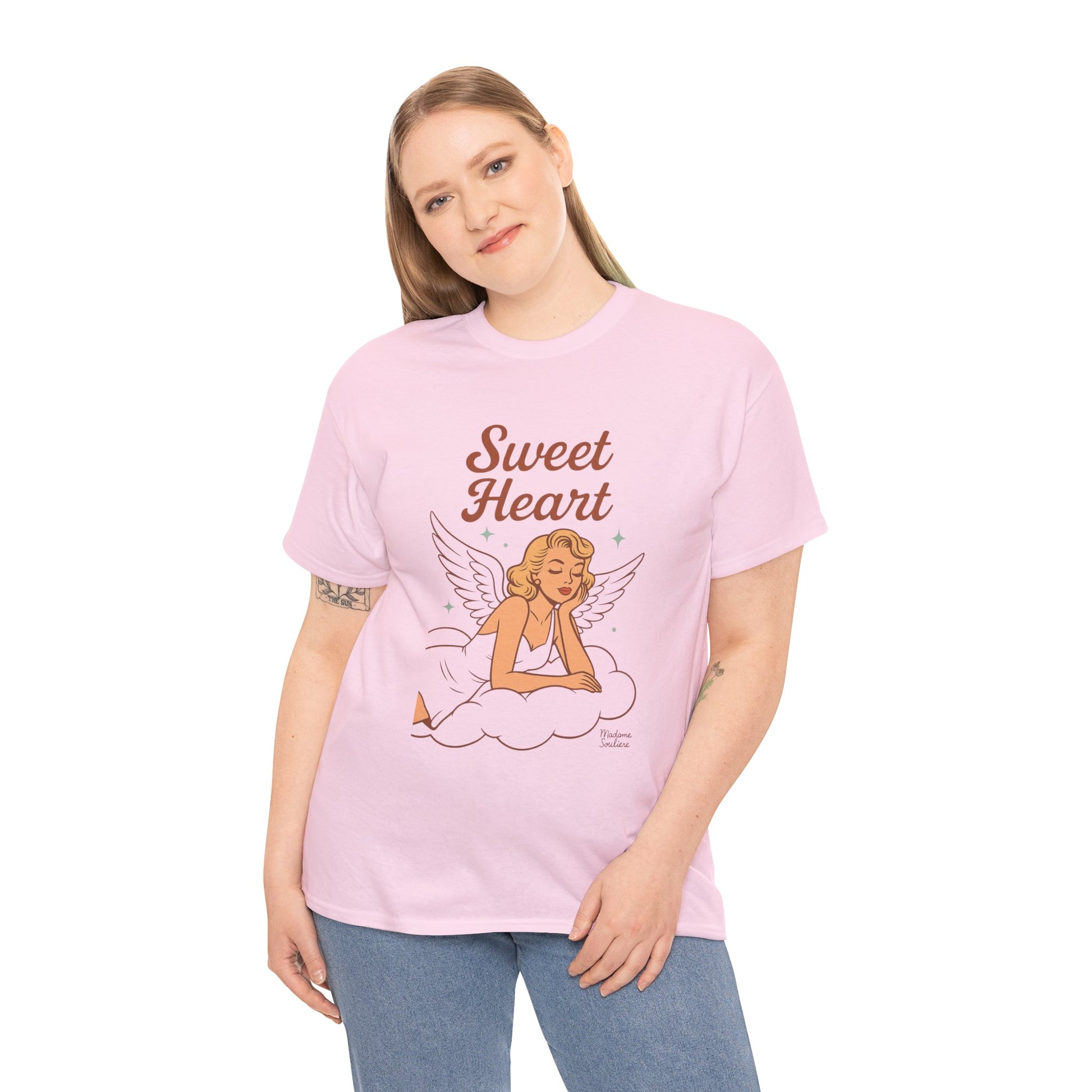 Sweet Heart Unisex T-Shirt – Retro Angel Graphic Tee, Vintage Pin Up Inspired Top, Feminine Heaven Sent Shirt - Madame Soulière