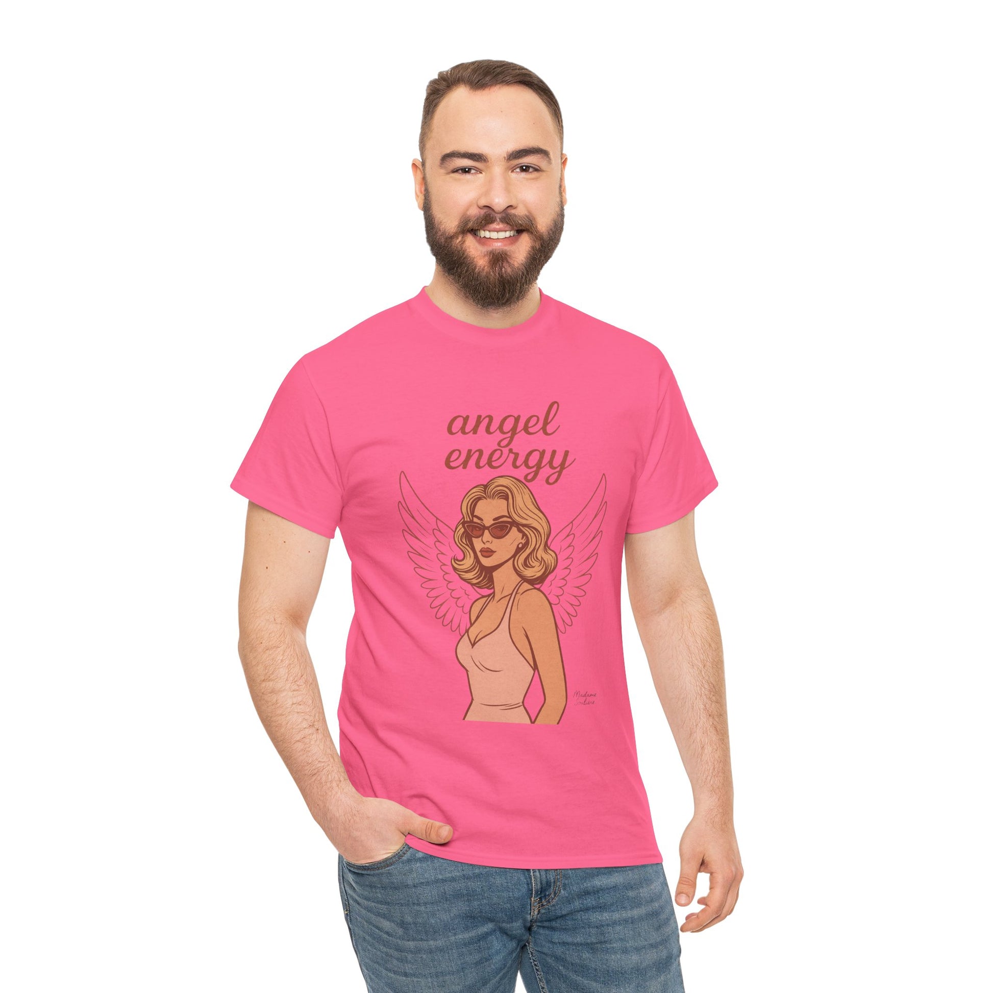 Angel Energy Unisex T-Shirt – Vintage Retro Graphic Tee, Spiritual Pin Up Shirt, Feminine Aesthetic Empowerment Top - Madame Soulière