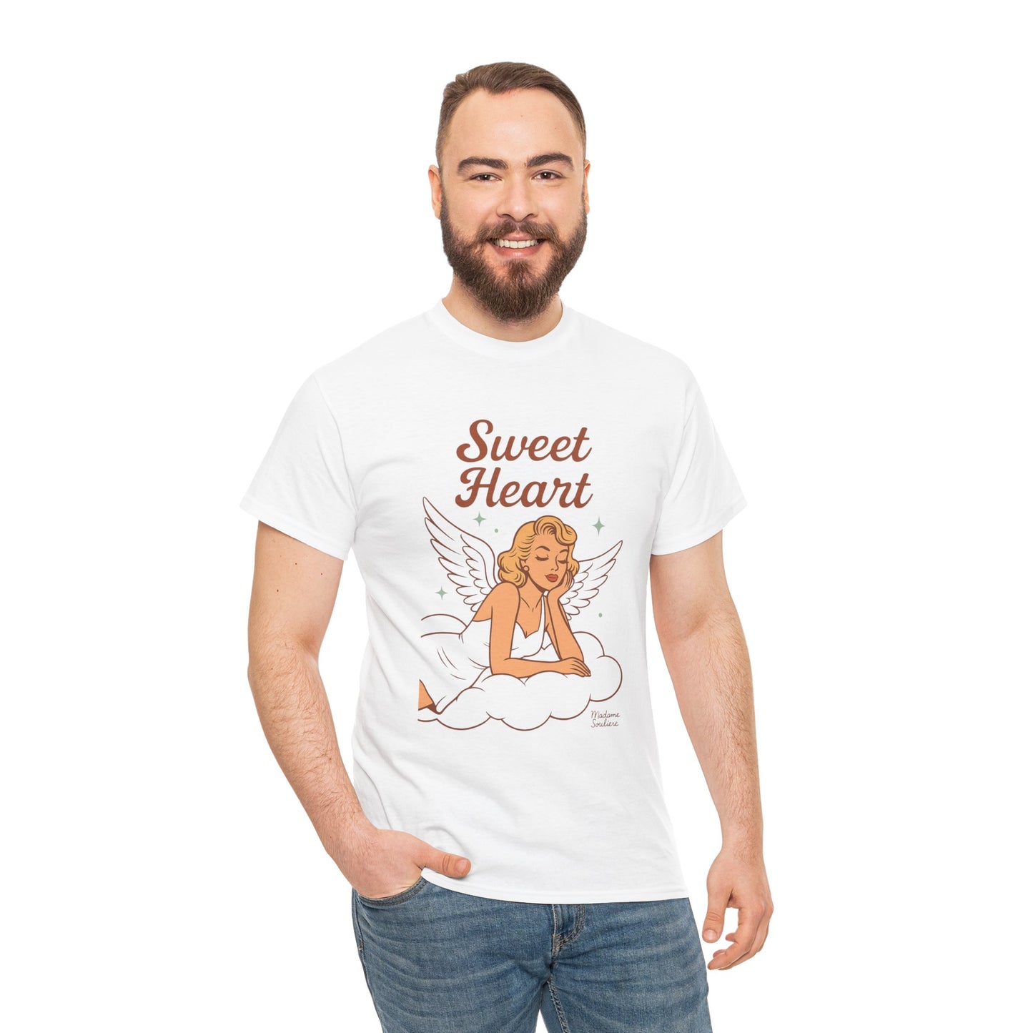 Sweet Heart Unisex T-Shirt – Retro Angel Graphic Tee, Vintage Pin Up Inspired Top, Feminine Heaven Sent Shirt - Madame Soulière