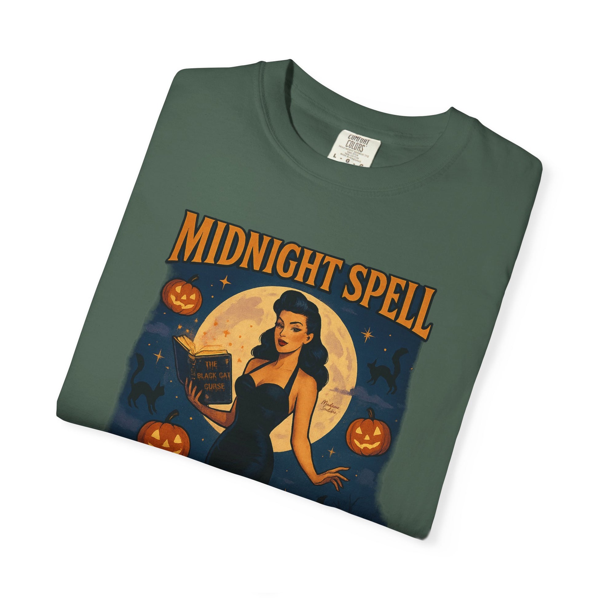 Midnight Spell Halloween Unisex T-Shirt – Retro Witch Graphic Tee, Vintage Spooky Horror Top, Scary Season Shirt - Madame Soulière
