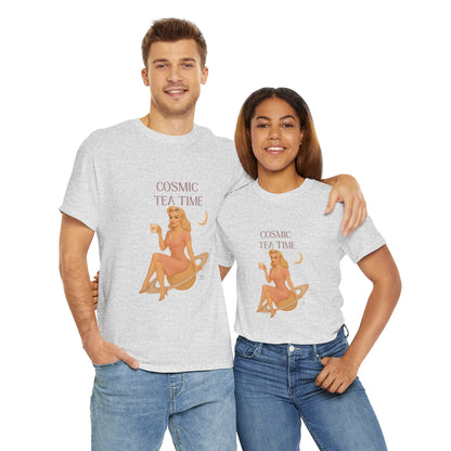 Cosmic Tea Time 111 Unisex T-Shirt – Retro Vintage Graphic Tee, Angel Number Shirt, Spiritual Pin Up Top, Unisex Cosmic Vibes Tee - Madame Soulière