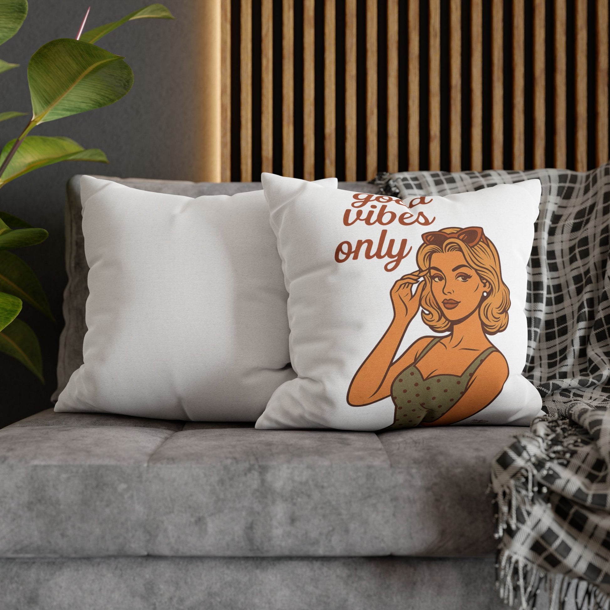 Good Vibes Only Starts Here - Retro Spiritual Pillow, Aesthetic Home Decor - Madame Soulière