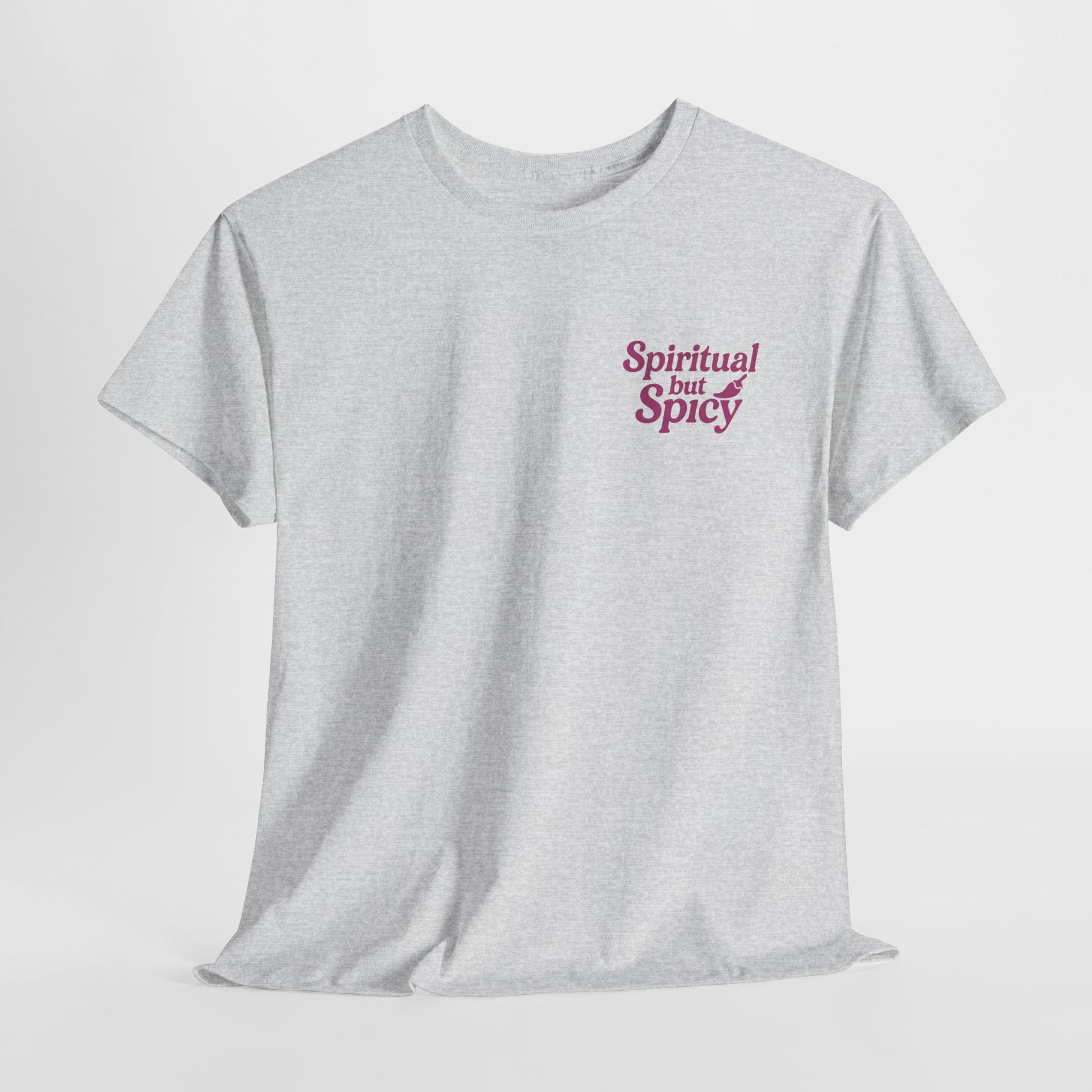 Spiritual but Spicy Unisex T-Shirt – Retro Mini Slogan Tee, Vintage Inspired Graphic Top, Feminine Statement Shirt - Madame Soulière