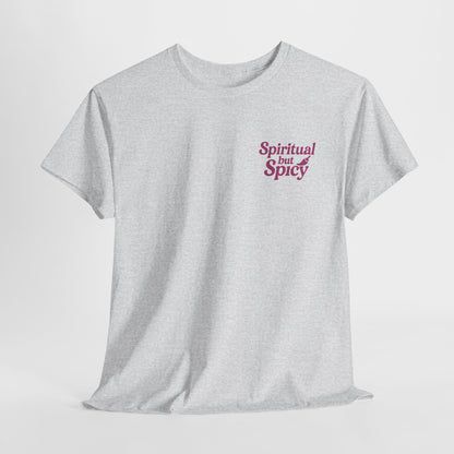 Spiritual but Spicy Unisex T-Shirt – Retro Mini Slogan Tee, Vintage Inspired Graphic Top, Feminine Statement Shirt - Madame Soulière