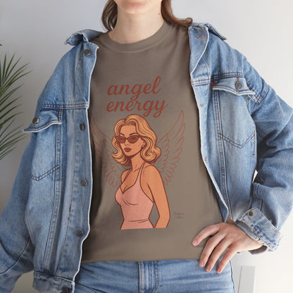 Angel Energy Unisex T-Shirt – Vintage Retro Graphic Tee, Spiritual Pin Up Shirt, Feminine Aesthetic Empowerment Top - Madame Soulière