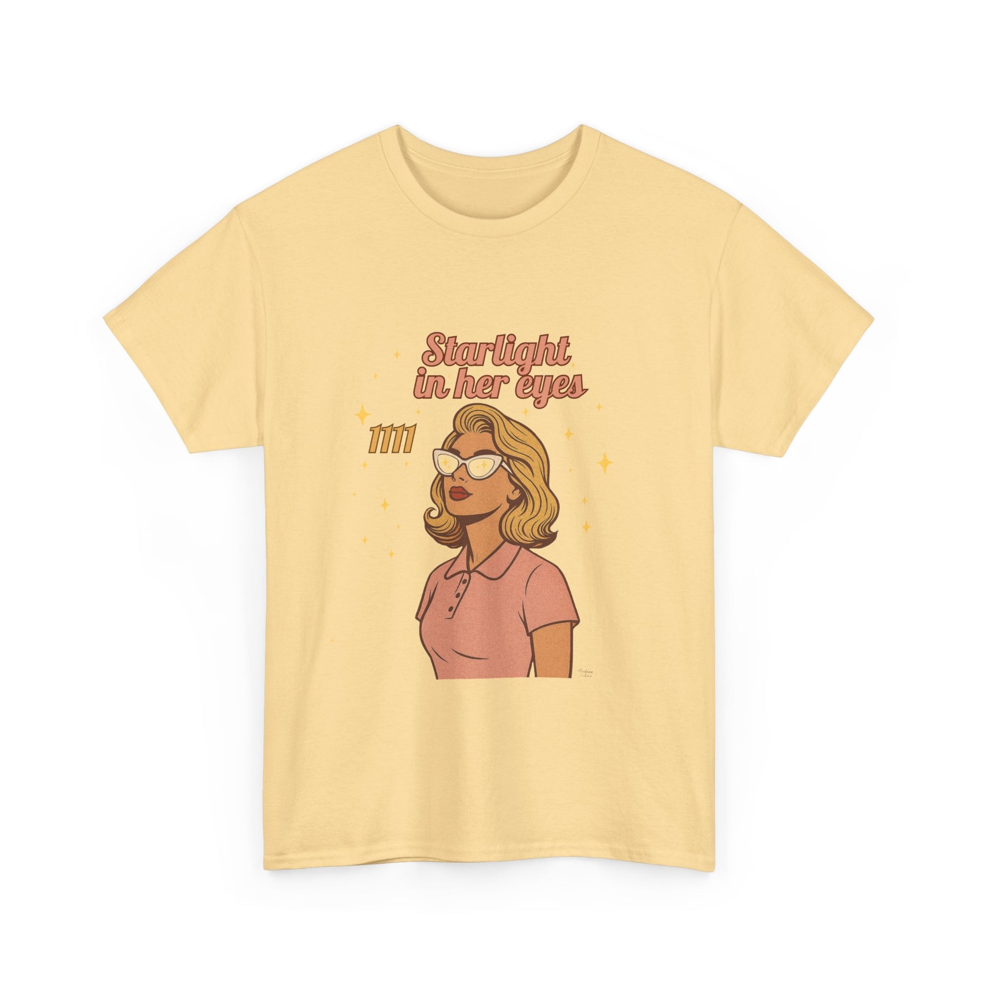 Starlight in Her Eyes – 1111 Angel Number Retro T-Shirt | Unisex Spiritual Vintage Tee - Madame Soulière
