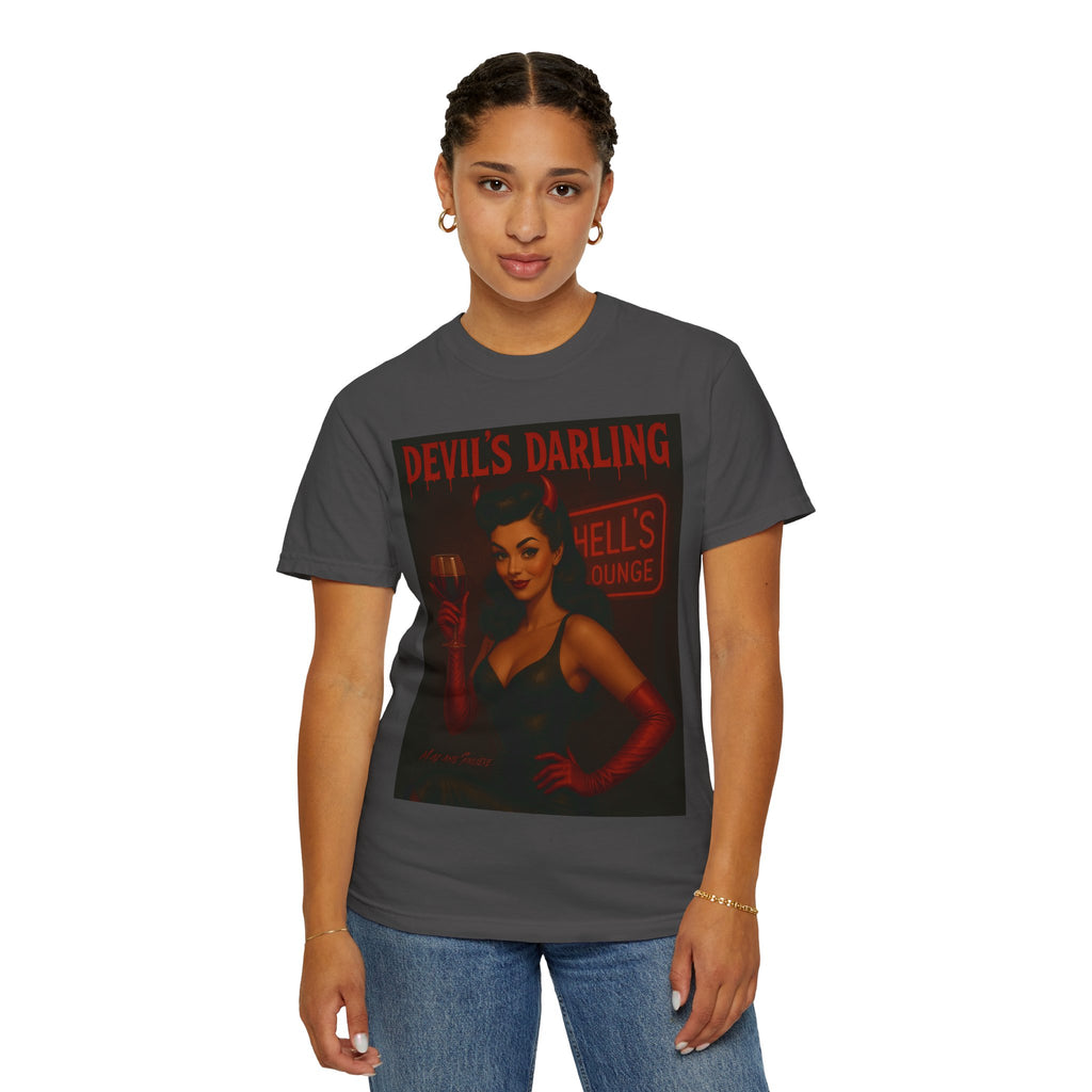 Devil’s Darling – Retro Pin-Up Devil Unisex T-Shirt