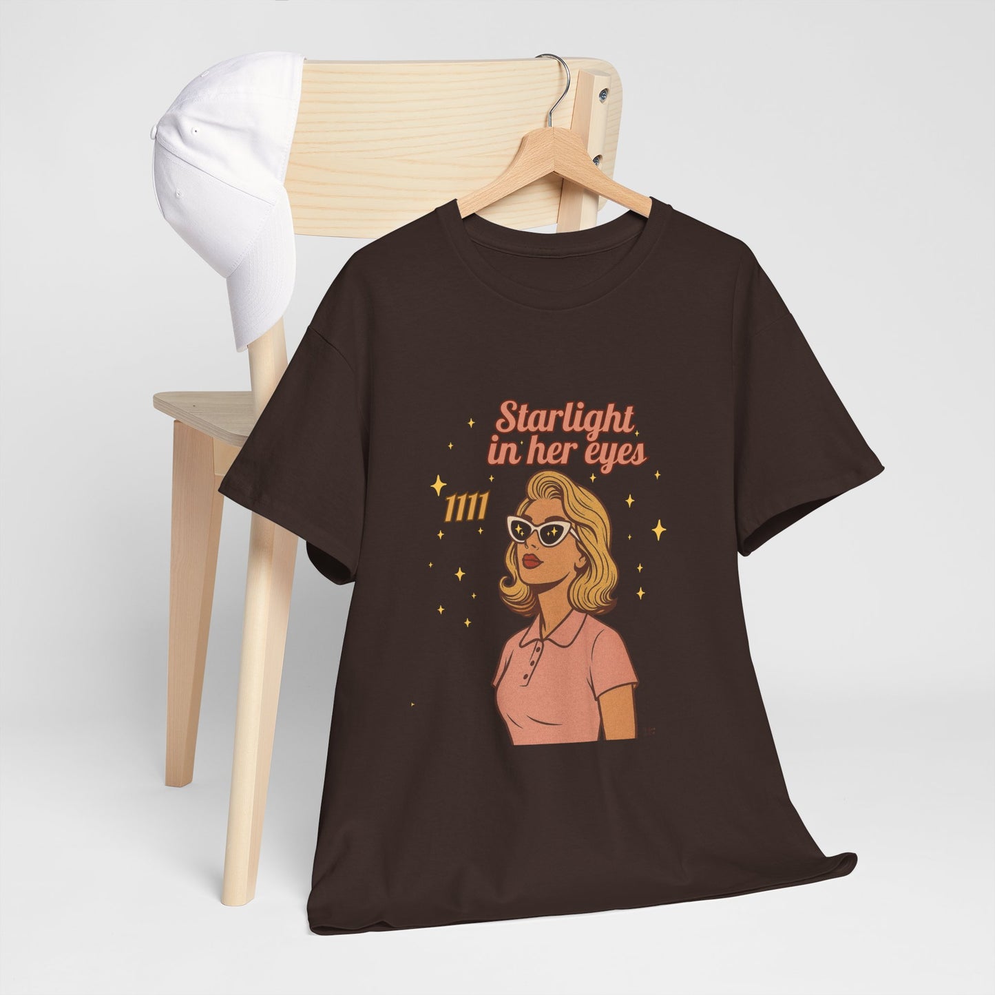 Starlight in Her Eyes – 1111 Angel Number Retro T-Shirt | Unisex Spiritual Vintage Tee - Madame Soulière