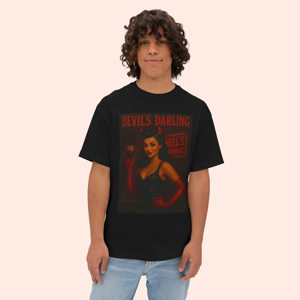 Devil’s Darling – Retro Pin-Up Devil Long Boxy T-Shirt