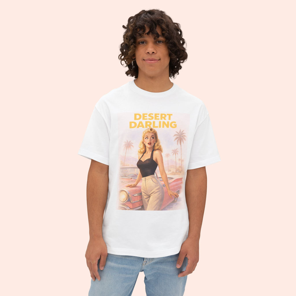 Desert Darling – Retro Pin-Up Graphic Long Boxy T-Shirt