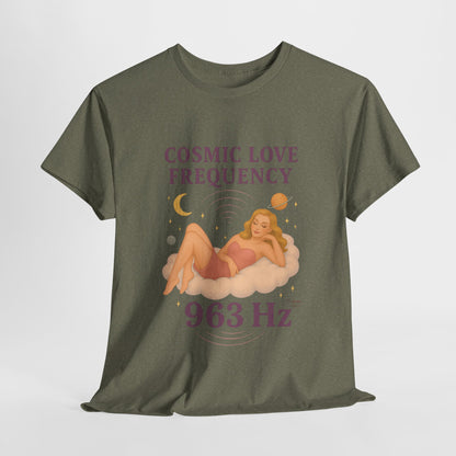 Cosmic Love Frequency 963 Hz Unisex T-Shirt – Retro Vintage Spiritual Graphic Tee, Angel Number Vibes, Feminine Pin Up Inspired Top - Madame Soulière