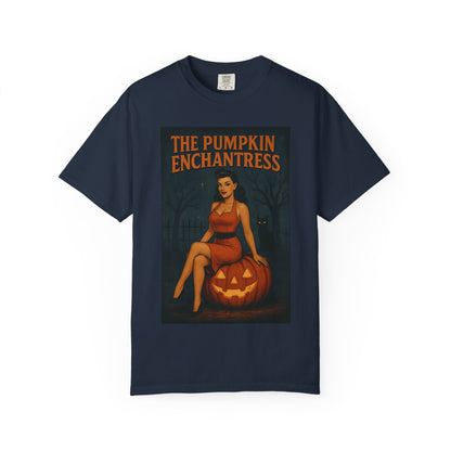 The Pumpkin Enchantress Halloween Unisex T-Shirt – Retro Witch Graphic Tee, Vintage Pumpkin Horror Top, Spooky Unisex Scary Season Shirt - Madame Soulière