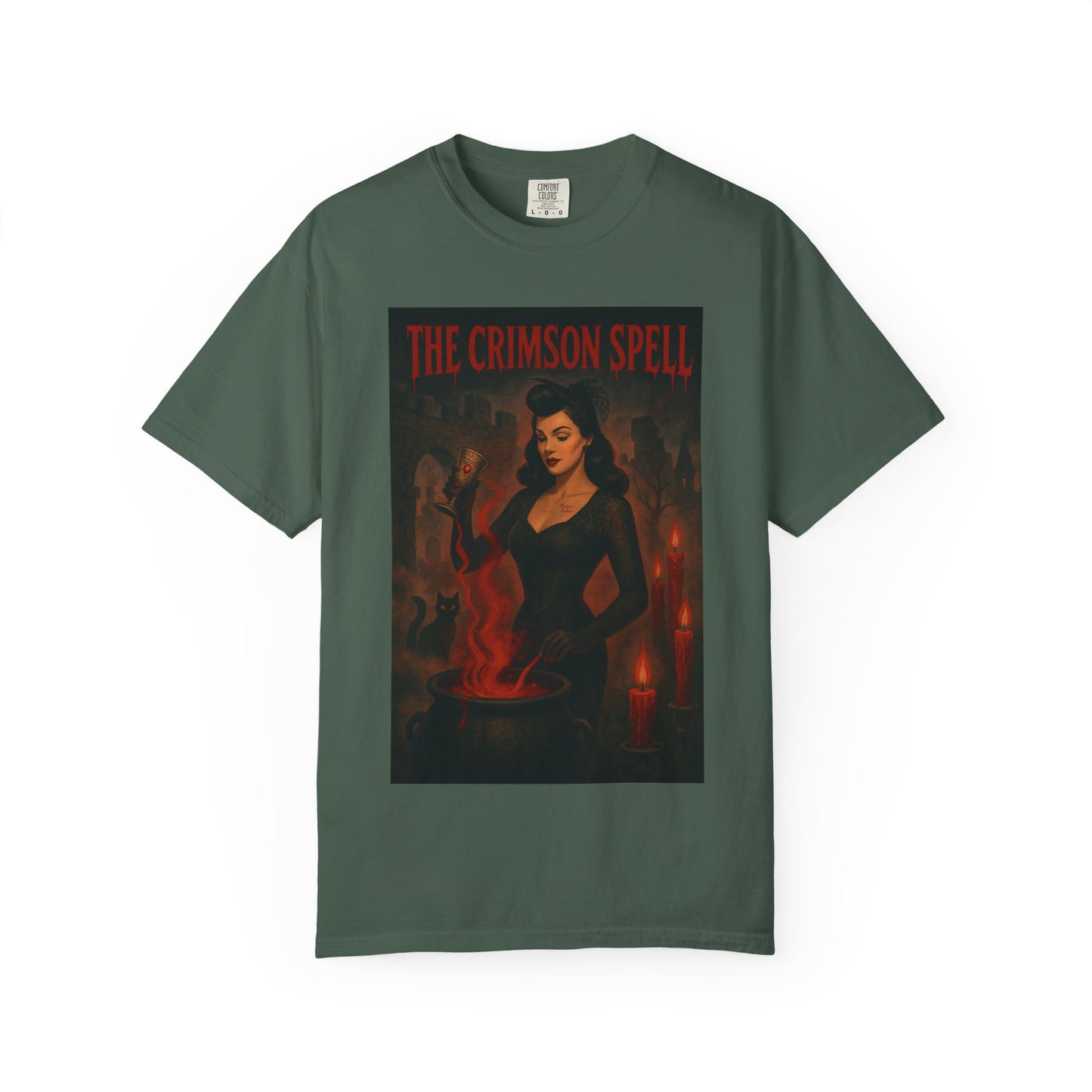 The Crimson Spell Halloween Unisex T-Shirt – Retro Witch Graphic Tee, Vintage Horror Spooky Top,  Scary Season Shirt - Madame Soulière