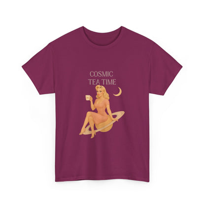 Cosmic Tea Time 111 Unisex T-Shirt – Retro Vintage Graphic Tee, Angel Number Shirt, Spiritual Pin Up Top, Unisex Cosmic Vibes Tee - Madame Soulière