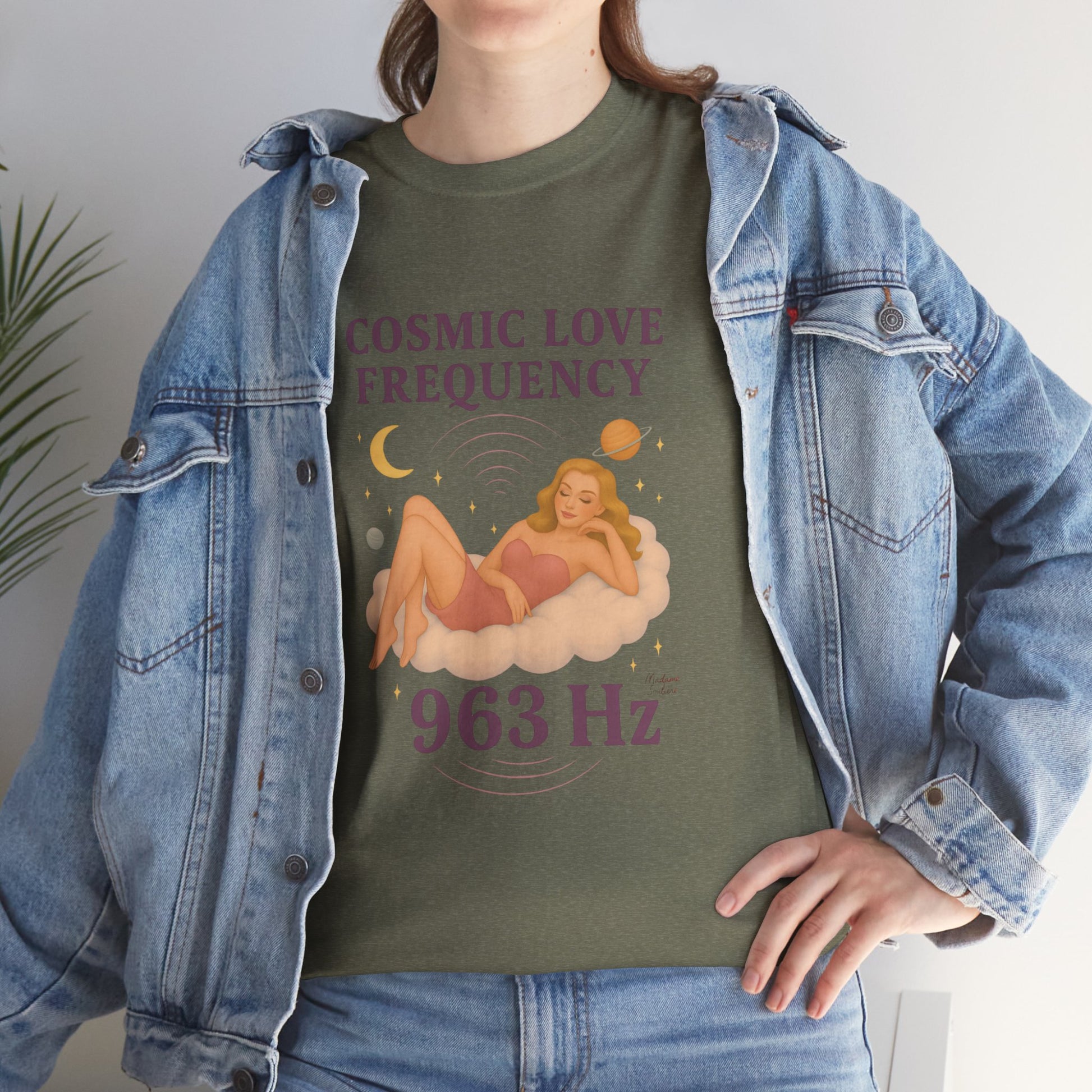 Cosmic Love Frequency 963 Hz Unisex T-Shirt – Retro Vintage Spiritual Graphic Tee, Angel Number Vibes, Feminine Pin Up Inspired Top - Madame Soulière