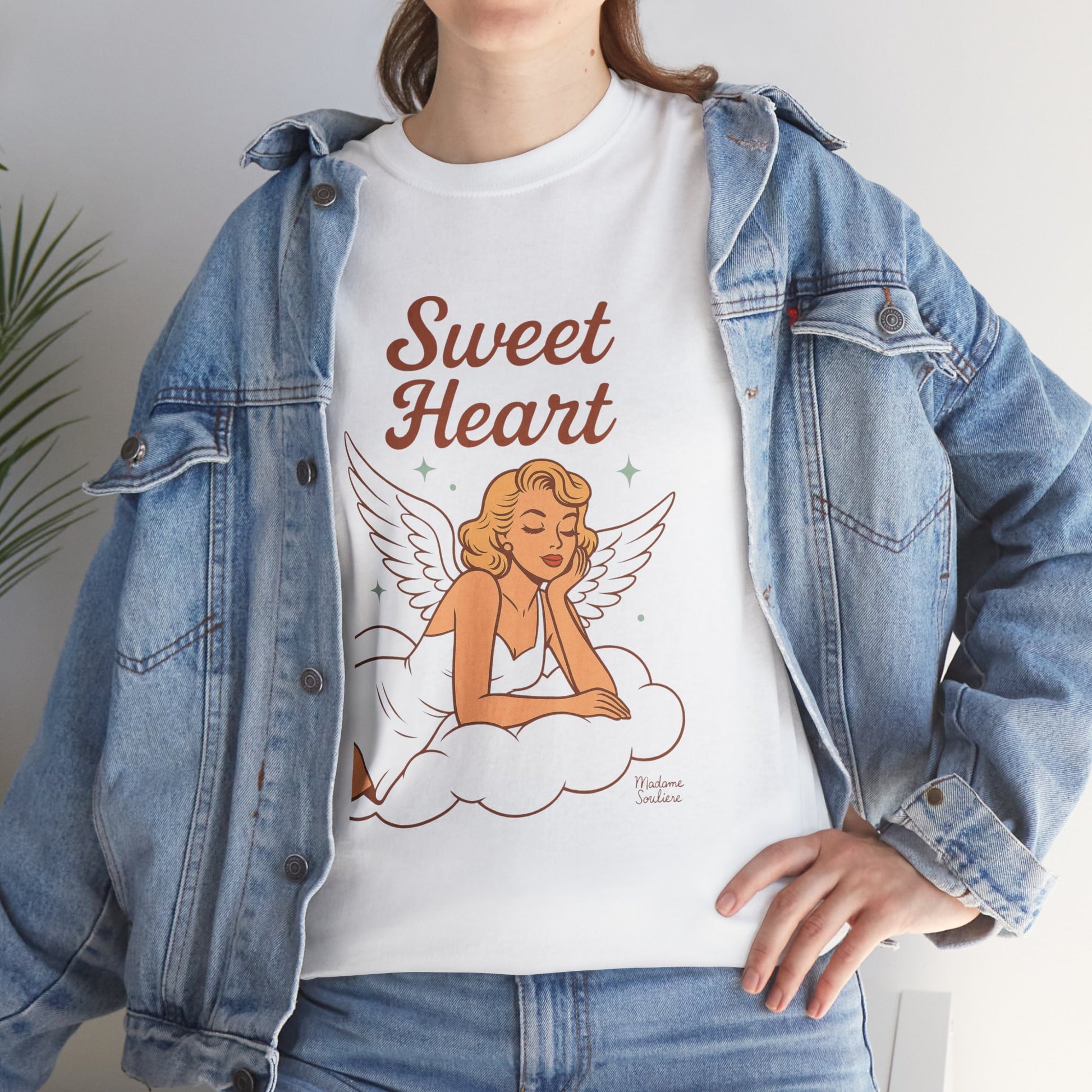 Sweet Heart Unisex T-Shirt – Retro Angel Graphic Tee, Vintage Pin Up Inspired Top, Feminine Heaven Sent Shirt - Madame Soulière