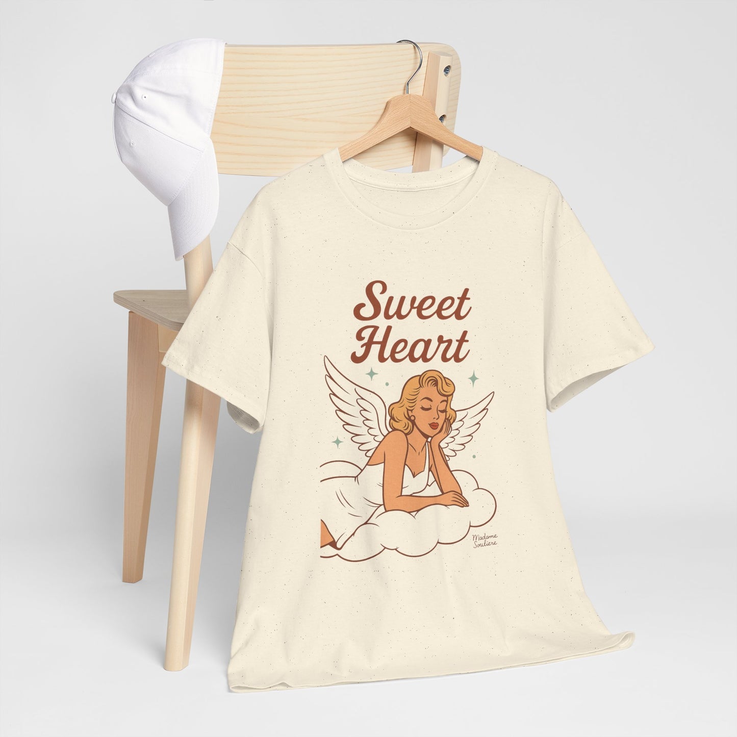 Sweet Heart Unisex T-Shirt – Retro Angel Graphic Tee, Vintage Pin Up Inspired Top, Feminine Heaven Sent Shirt - Madame Soulière