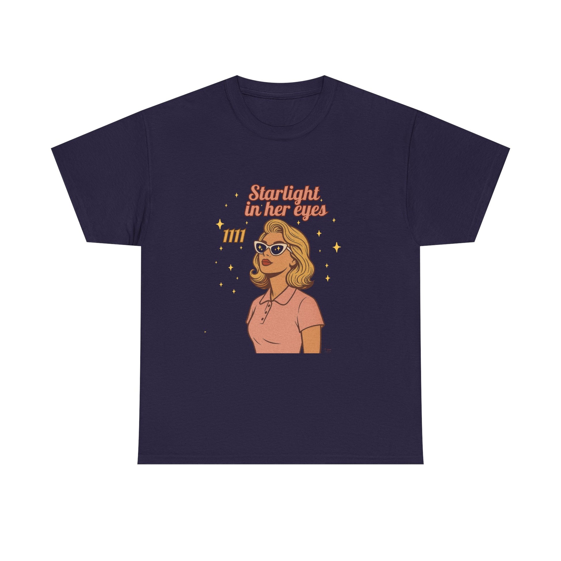 Starlight in Her Eyes – 1111 Angel Number Retro T-Shirt | Unisex Spiritual Vintage Tee - Madame Soulière