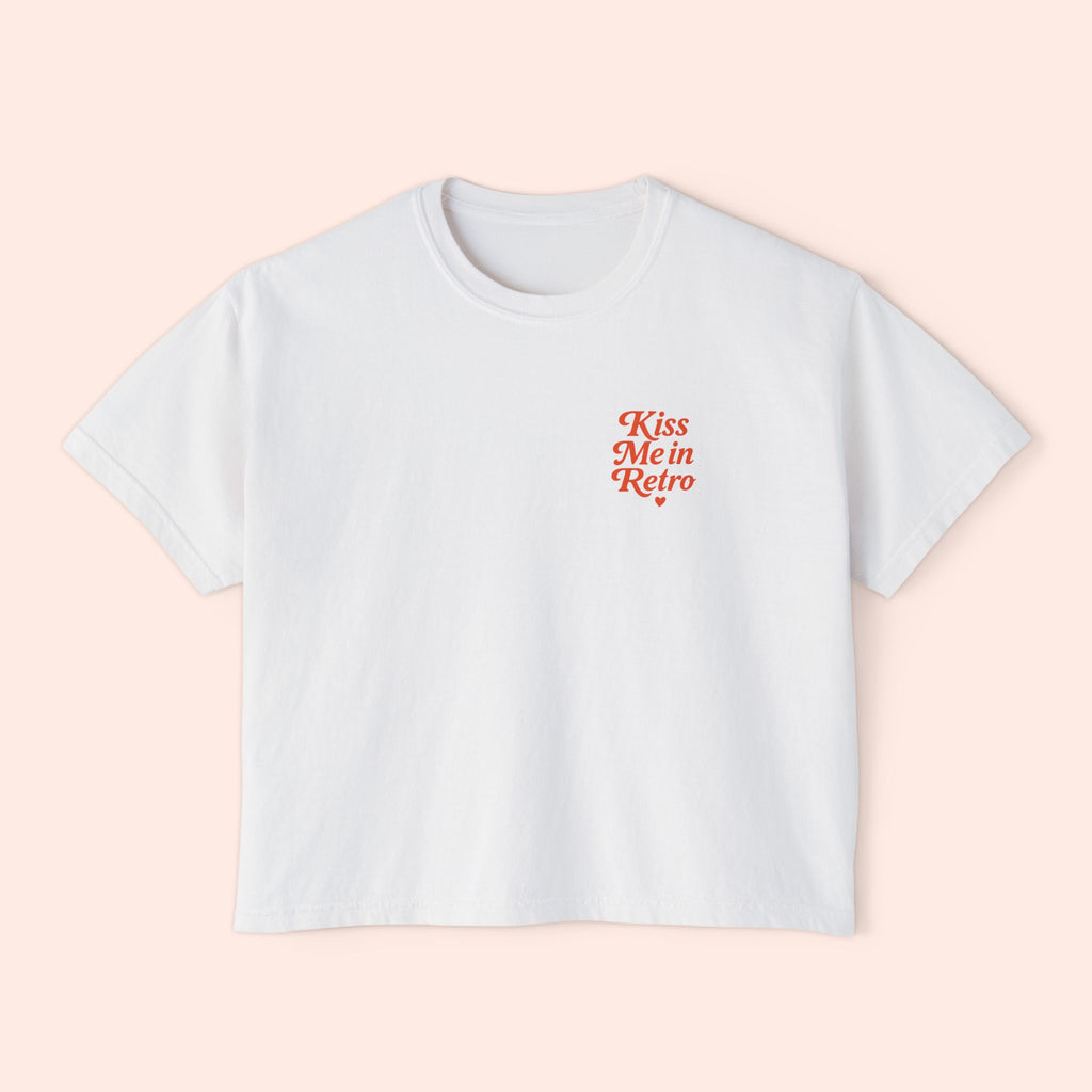 Kiss Me in Retro Graphic T-Shirt – Vintage Mini Motif Boxy T-Shirt