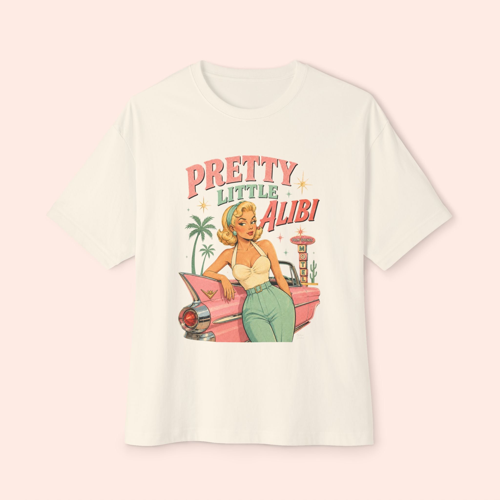 Pretty Little Alibi - Retro Pin Up Long Boxy T-Shirt