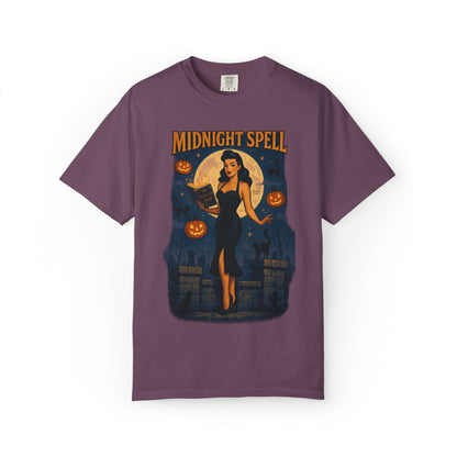 Midnight Spell Halloween Unisex T-Shirt – Retro Witch Graphic Tee, Vintage Spooky Horror Top, Scary Season Shirt - Madame Soulière