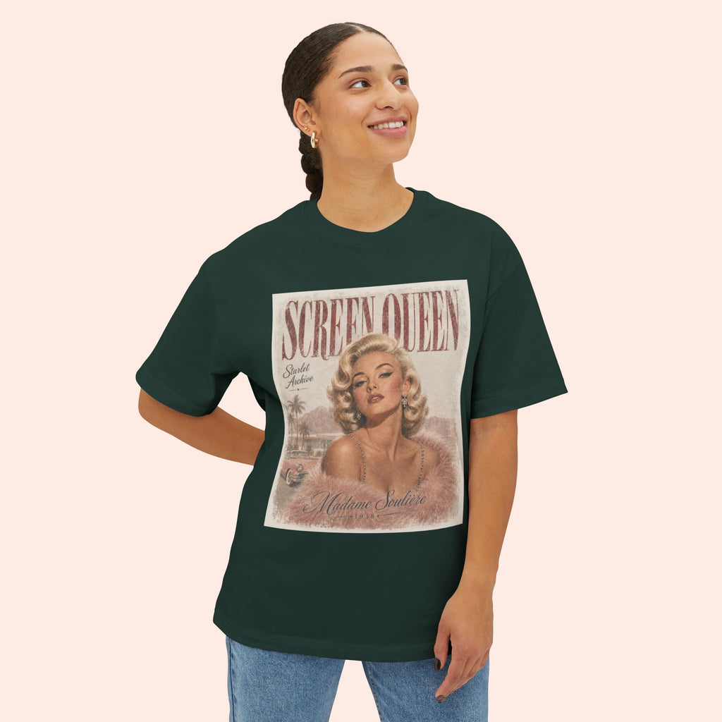 Screen Queen Long Boxy Shirt – Vintage 1950s Palm Springs Graphic Tee