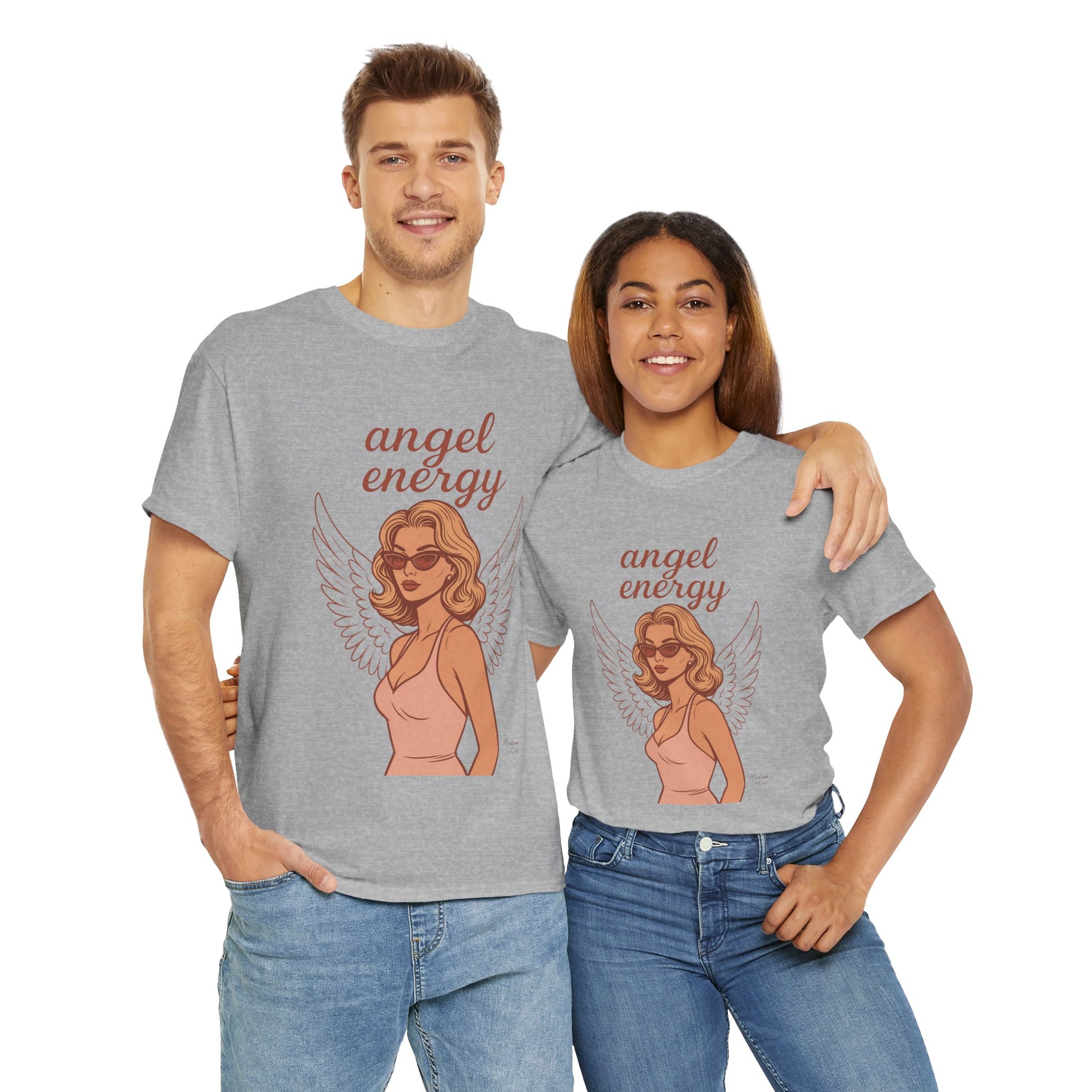 Angel Energy Unisex T-Shirt – Vintage Retro Graphic Tee, Spiritual Pin Up Shirt, Feminine Aesthetic Empowerment Top - Madame Soulière